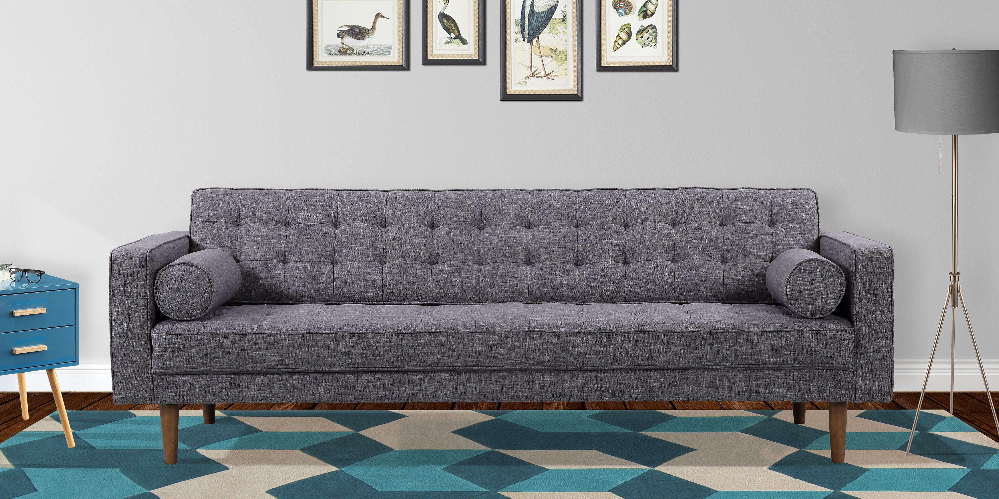 Element - Mid-Century Modern Sofa - Dark Gray / Walnut - Premium Stationary Sofas from Armen Living - Just $1455! Shop now at brett interiors