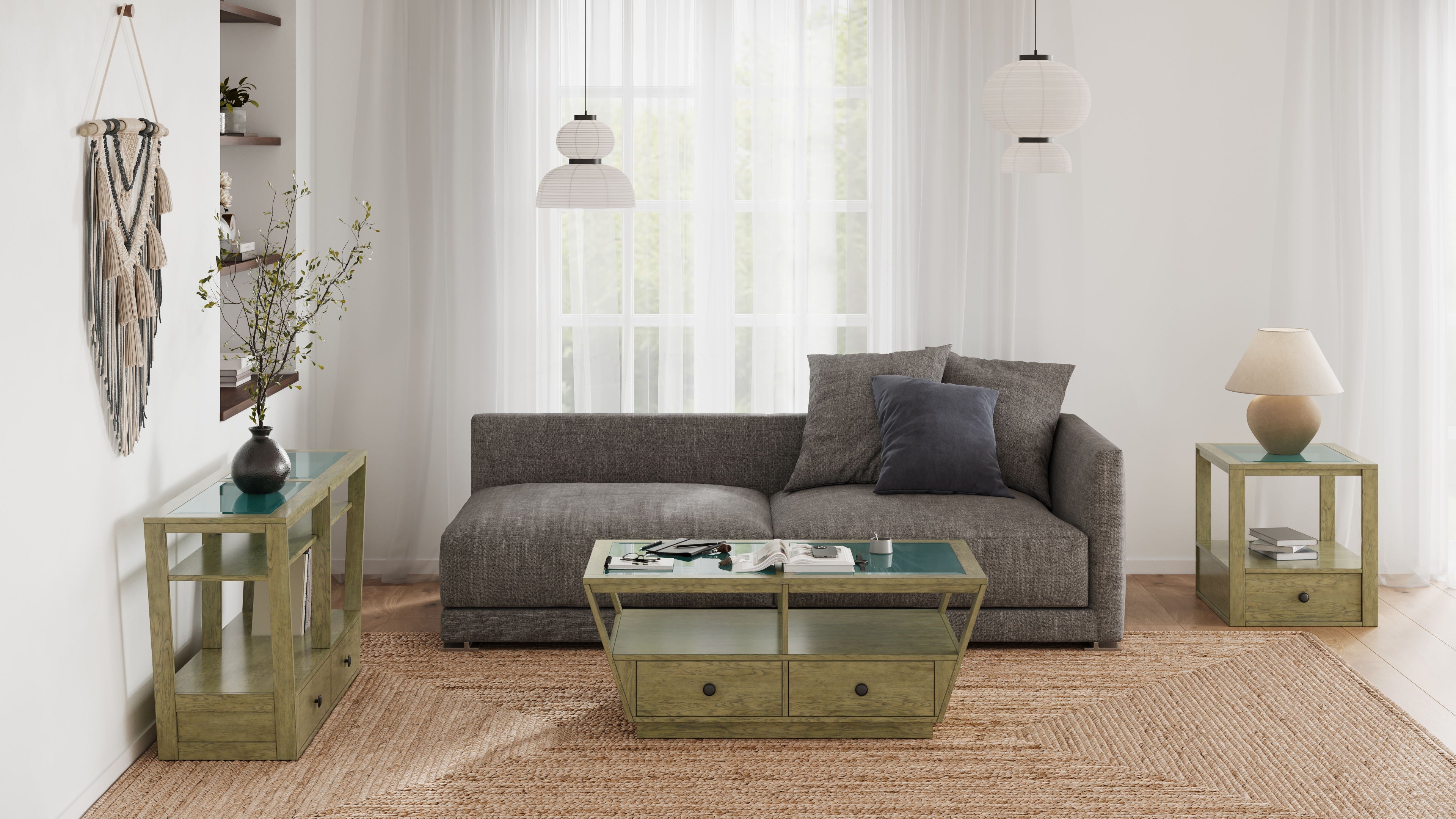 Hardison - Rectangular Sofa Table - Warm Stone - Premium Sofa Tables from Magnussen Furniture - Just $687.50! Shop now at brett interiors