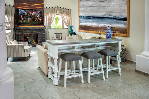 Stone - Sofa Table With Shelf - Antiqued Ivory / Weathered Gray - Premium Sofa Tables from International Furniture Direct - Just $932.50! Shop now at brett interiors