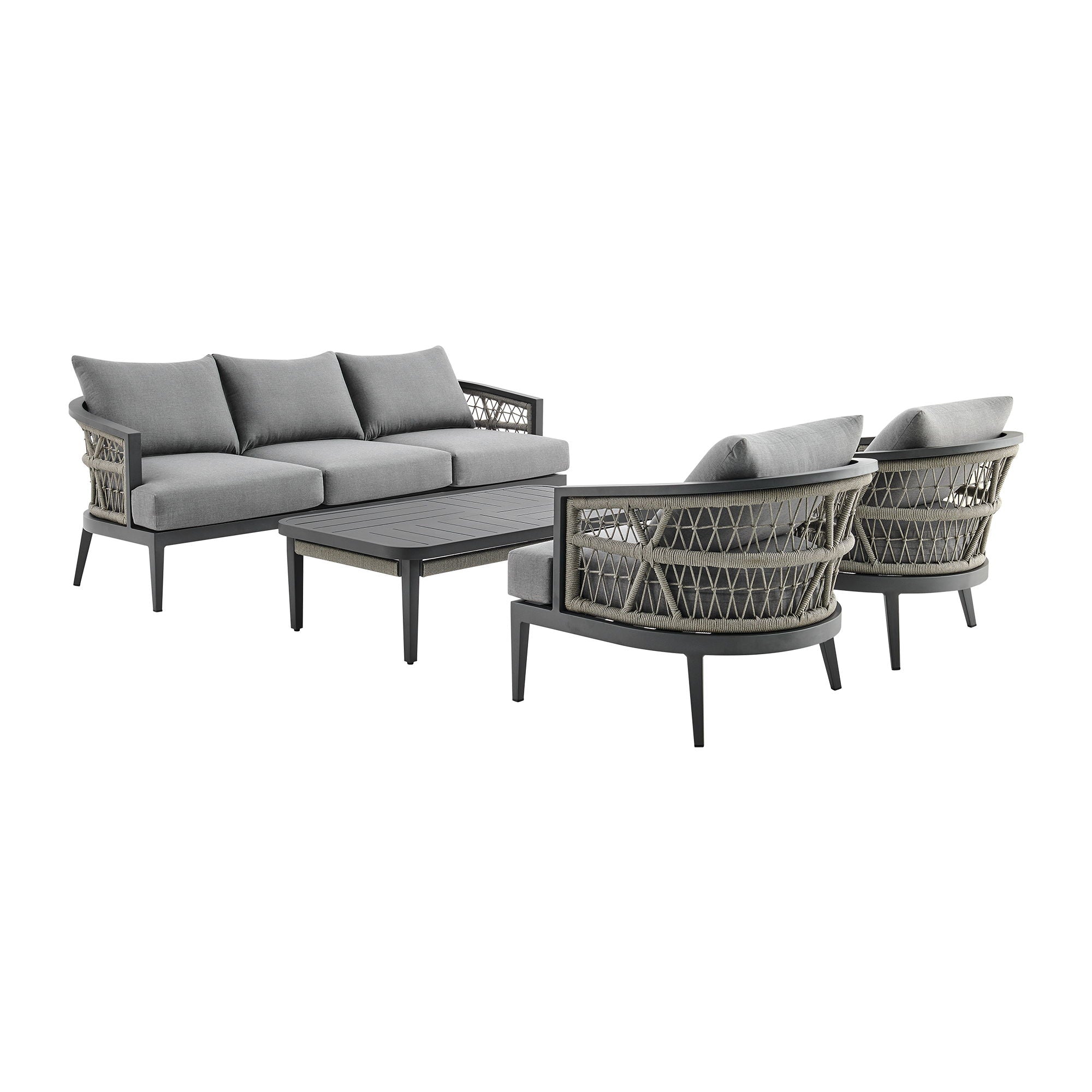 Zella - Outdoor Patio 4 Piece Conversation Set - Light Gray - Premium 4 Piece Outdoor Sets from Armen Living - Just $6935! Shop now at brett interiors