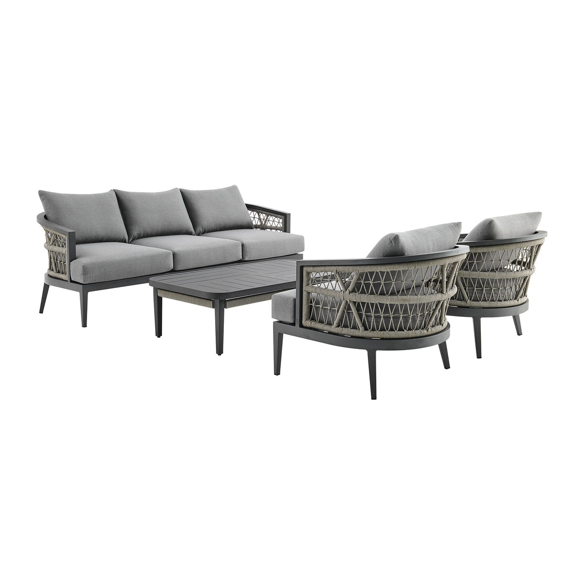 Zella - Outdoor Patio 4 Piece Conversation Set - Light Gray - Premium 4 Piece Outdoor Sets from Armen Living - Just $6935! Shop now at brett interiors