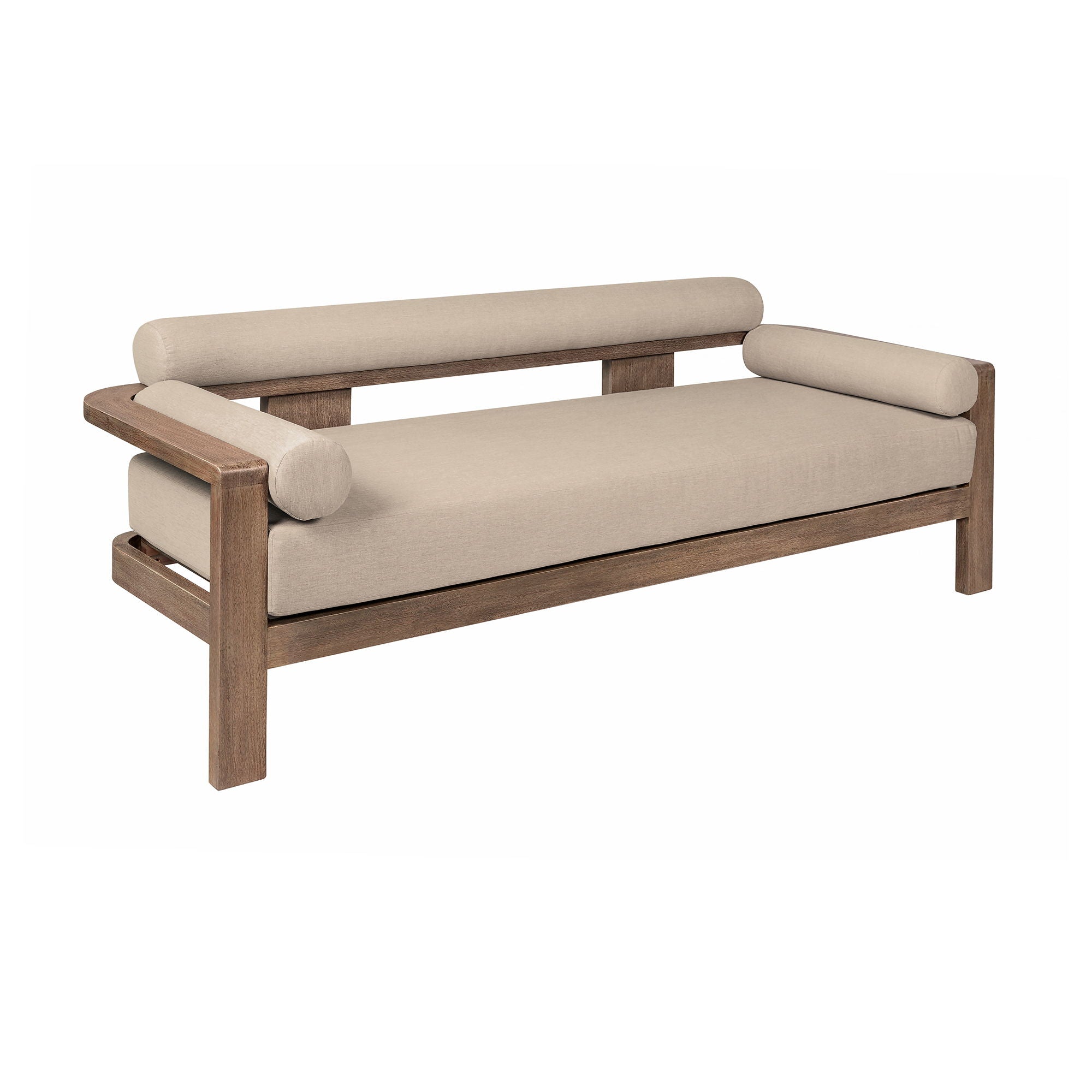 Relic - Outdoor Patio Sofa - Weathered Eucalyptus / Taupe - Premium Sofas from Armen Living - Just $2395! Shop now at brett interiors