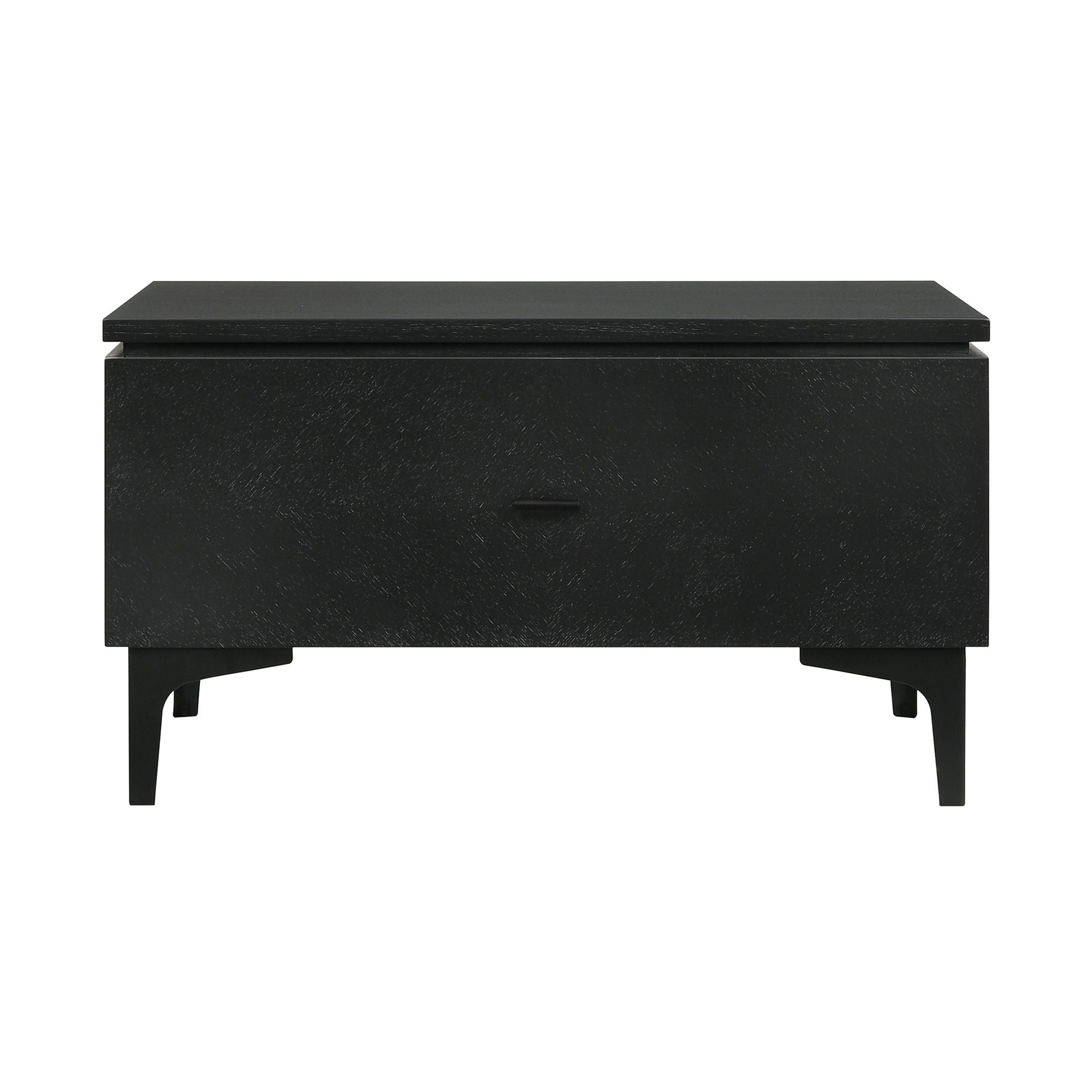 Legend - Veneer 1 Drawer Nightstand With Metal Legs - Black Glaze Ash - Premium Accent Nightstands from Armen Living - Just $390! Shop now at brett interiors