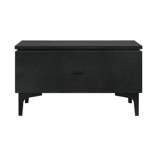 Legend - Veneer 1 Drawer Nightstand With Metal Legs - Black Glaze Ash - Premium Accent Nightstands from Armen Living - Just $390! Shop now at brett interiors