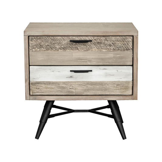 Bridges - 2 Drawer Nightstand - Two Tone Acacia - Premium Accent Nightstands from Armen Living - Just $620! Shop now at brett interiors