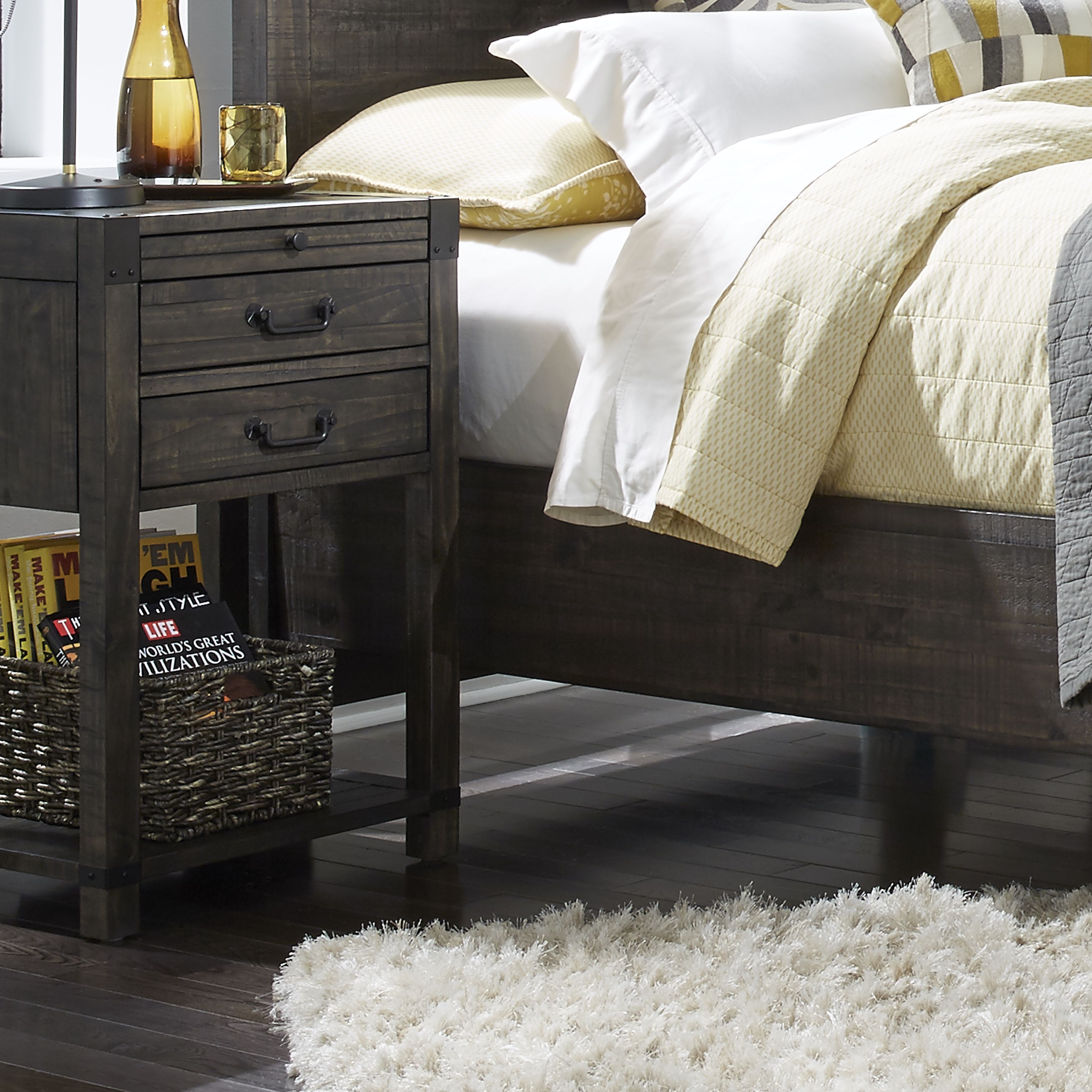 Abington - 2 Drawer Open Nightstand - Weathered Charcoal - Premium Accent Nightstands from Magnussen Furniture - Just $659! Shop now at brett interiors